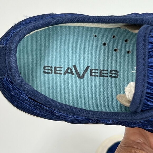 SeaVees Womens 6 Monterey Sneaker Navy Crinkled Satin Casual Shoes - Picture 9 of 11